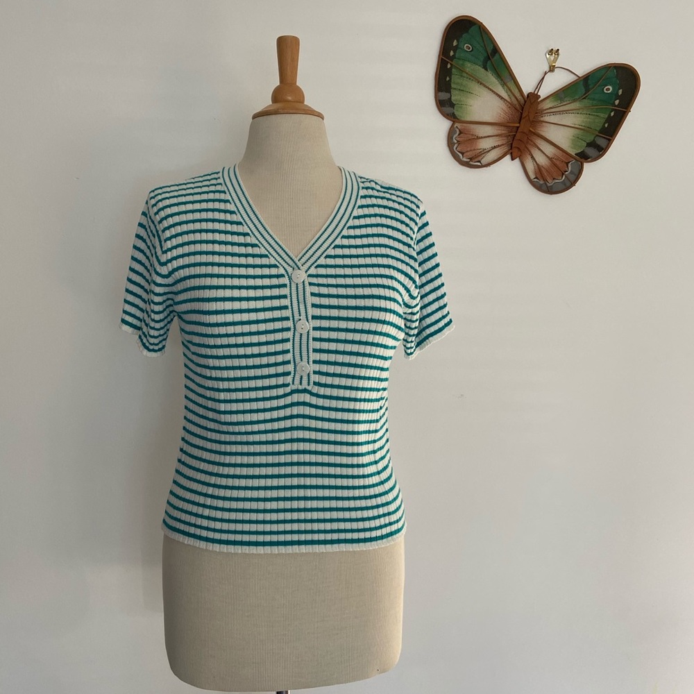 Vintage Green Striped Top